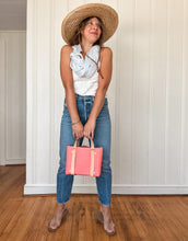Load image into Gallery viewer, Small Tote in Pink Milled Italian Leather with Natural DeLuxe Straps