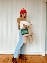 Load image into Gallery viewer, Mini Clutch with shortie handle in Italian Racing Green Vegetable Tanned Leather