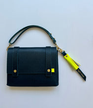 Load image into Gallery viewer, Mini Clutch in Bluewater Navy with Shortie Handle and Lure Tassel Vegetable Tanned Leather