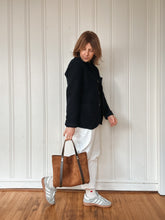 Load image into Gallery viewer, Medium Tote in Caramel All Weather Suede with Deep Olive-Brown Straps
