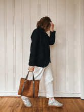 Load image into Gallery viewer, Medium Tote in Caramel All Weather Suede with Deep Olive-Brown Straps