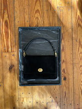 Load image into Gallery viewer, Mini Clutch with Twist Lock in Black All Weather Suede with Shortie leather handle