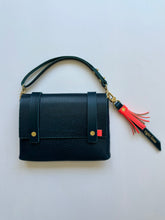 Load image into Gallery viewer, Mini Clutch in Bluewater Navy with Shortie Handle and Lure Tassel Vegetable Tanned Leather