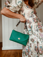 Load image into Gallery viewer, Cope & Co. Petite Flap Bag Milled Liberty Green Leather Bag