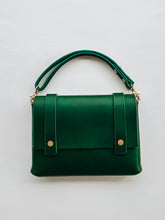 Load image into Gallery viewer, Mini Clutch with shortie handle in Italian Racing Green Vegetable Tanned Leather