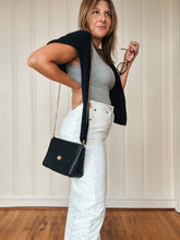 Load image into Gallery viewer, Petite Flap Bag Milled Navy Vegetable Tanned Leather