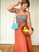 Load image into Gallery viewer, Cope & Co. Petite Flap Bag Milled Poolside Bleu Leather Bag with Leather Shortie Handle