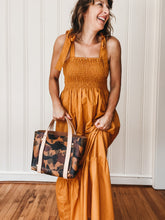 Load image into Gallery viewer, Medium Tote in British Tan Camouflage Milled Leather with Natural DeLuxe Handles