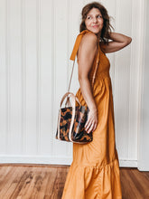 Load image into Gallery viewer, Medium Tote in British Tan Camouflage Milled Leather with Natural DeLuxe Handles