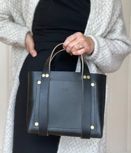Load image into Gallery viewer, Small Tote in Black Vegetable Tanned Leather