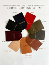 Load image into Gallery viewer, Medium Clutch in Black Vegetable Tanned Leather with Cognac Straps