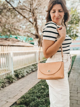 Load image into Gallery viewer, Petite Flap Bag Milled Natural Deluxe Vegetable Tanned Leather with Shortie Leather Handle