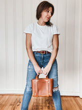 Load image into Gallery viewer, Small Tote in Cognac Vegetable Tanned Leather