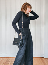 Load image into Gallery viewer, Petite Flap Bag Milled Black Vegetable Tanned Leather with Leather Shortie Handle