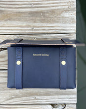 Load image into Gallery viewer, Medium Clutch in Navy Vegetable Tanned Leather