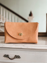 Load image into Gallery viewer, Petite Flap Bag Milled Natural Deluxe Vegetable Tanned Leather with Shortie Leather Handle