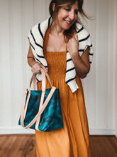 Load image into Gallery viewer, Medium Tote in Deep Sea Camouflage Milled Leather with Natural DeLuxe Handles