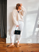 Load image into Gallery viewer, Mini Clutch with Twist Lock in Black All Weather Suede with Shortie leather handle
