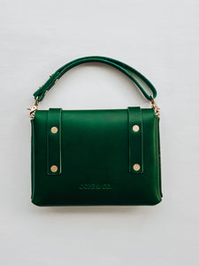 Mini Clutch with shortie handle in Italian Racing Green Vegetable Tanned Leather