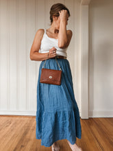 Load image into Gallery viewer, Mini Clutch with Twist Lock in French Milled Cognac Queen&#39;s Length Brass Chain
