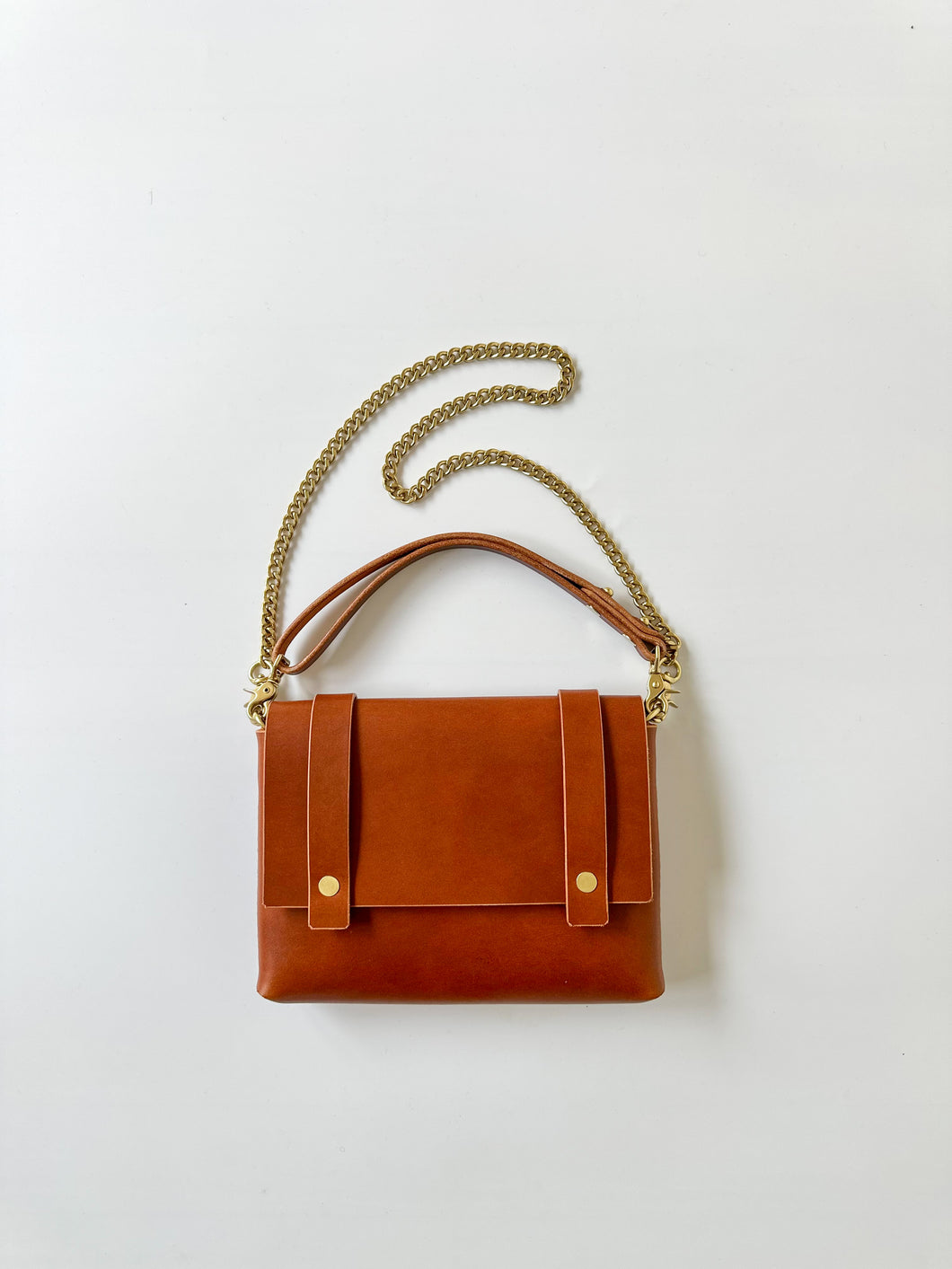 Mini Clutch in Italian Chestnut Vegetable Tanned Leather