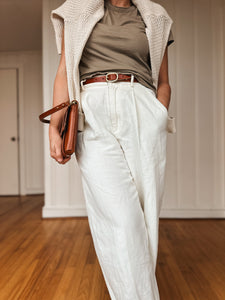 Medium Clutch in Italian Chestnut Vegetable Tanned Leather