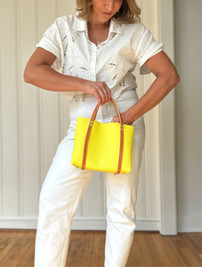 Small Tote in Limoncello with thin saddle Straps