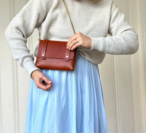 Mini Clutch in Italian Chestnut Vegetable Tanned Leather