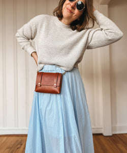 Mini Clutch in Italian Chestnut Vegetable Tanned Leather