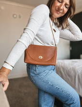 Load image into Gallery viewer, Petite Flap Bag French Luxe Milled Cognac Leather
