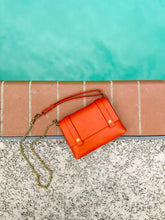 Load image into Gallery viewer, Mini Clutch in Italian Orange Vegetable Tanned Leather
