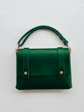Load image into Gallery viewer, Mini Clutch with shortie handle in Italian Racing Green Vegetable Tanned Leather
