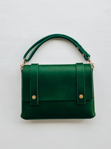 Mini Clutch with shortie handle in Italian Racing Green Vegetable Tanned Leather