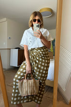 Load image into Gallery viewer, Olive and Cream Gingham Beach Wrap Skirt - Sarong
