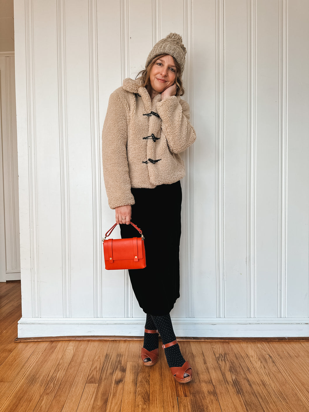 Mini Clutch in Poppy Red Vegetable Tanned Leather