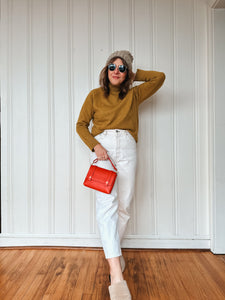 Mini Clutch in Poppy Red Vegetable Tanned Leather