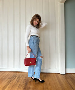 Petite Flap Bag Ruby Red Leather Bag - Gemstone Collection