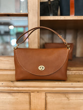 Load image into Gallery viewer, Petite Flap Bag French Luxe Milled Cognac Leather
