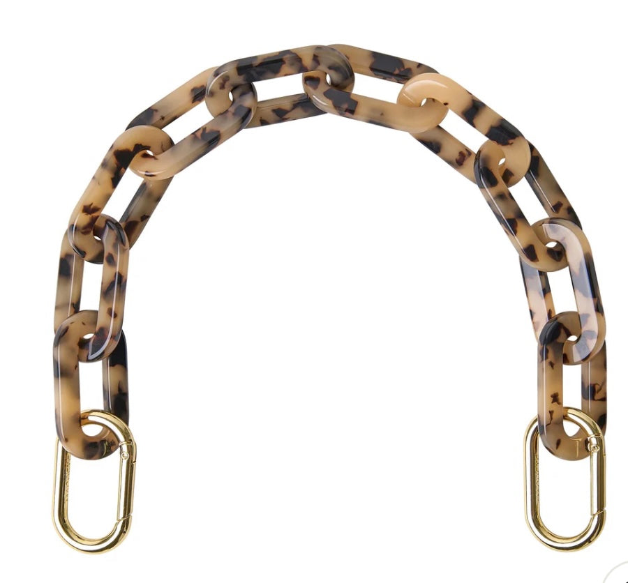 Shortie Bag Strap Ivory Tortoise Chain