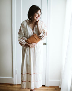 Mini Clutch in Natural DeLuxe Vegetable Tanned Leather with shortie handle
