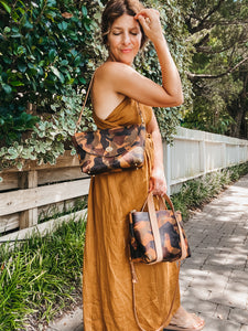 Small Flap Bag in British Tan Camouflage Leather