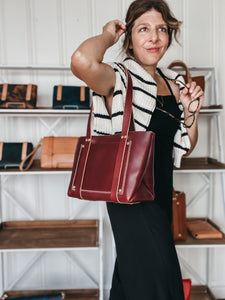 Medium Tote in Burgundy Vegetable Tanned Leather