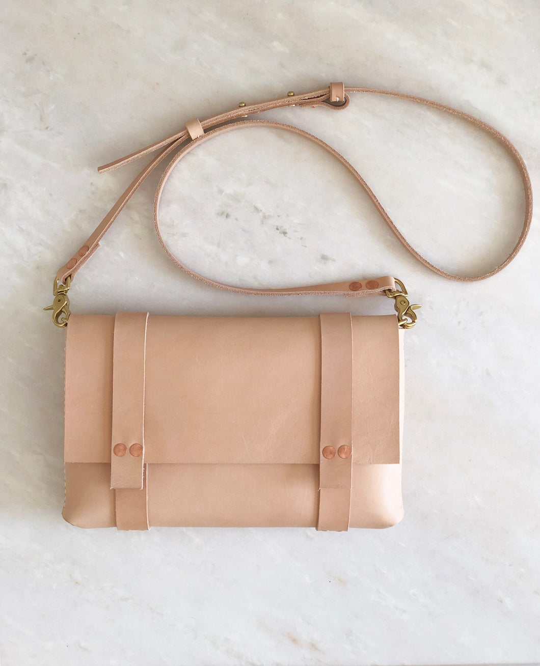 Crossbody Strap in Natural Vegetable Tanned Leather