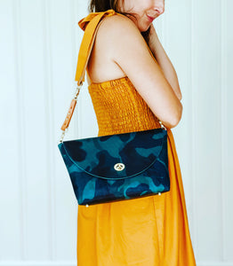 Small Flap Bag in Deep Sea Camouflage Leather
