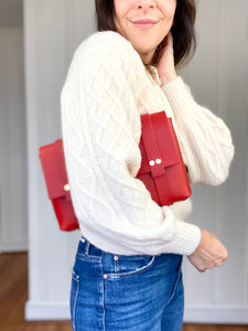 Medium Clutch in Red Vegetable Tanned Leather