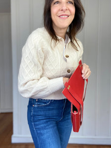 Medium Clutch in Red Vegetable Tanned Leather
