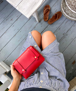 Mini Clutch in Red Vegetable Tanned Leather