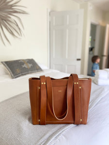 Large Tote in Cognac Vegetable Tanned Leather