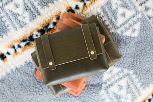 Mini Clutch in Olive Vegetable Tanned Leather