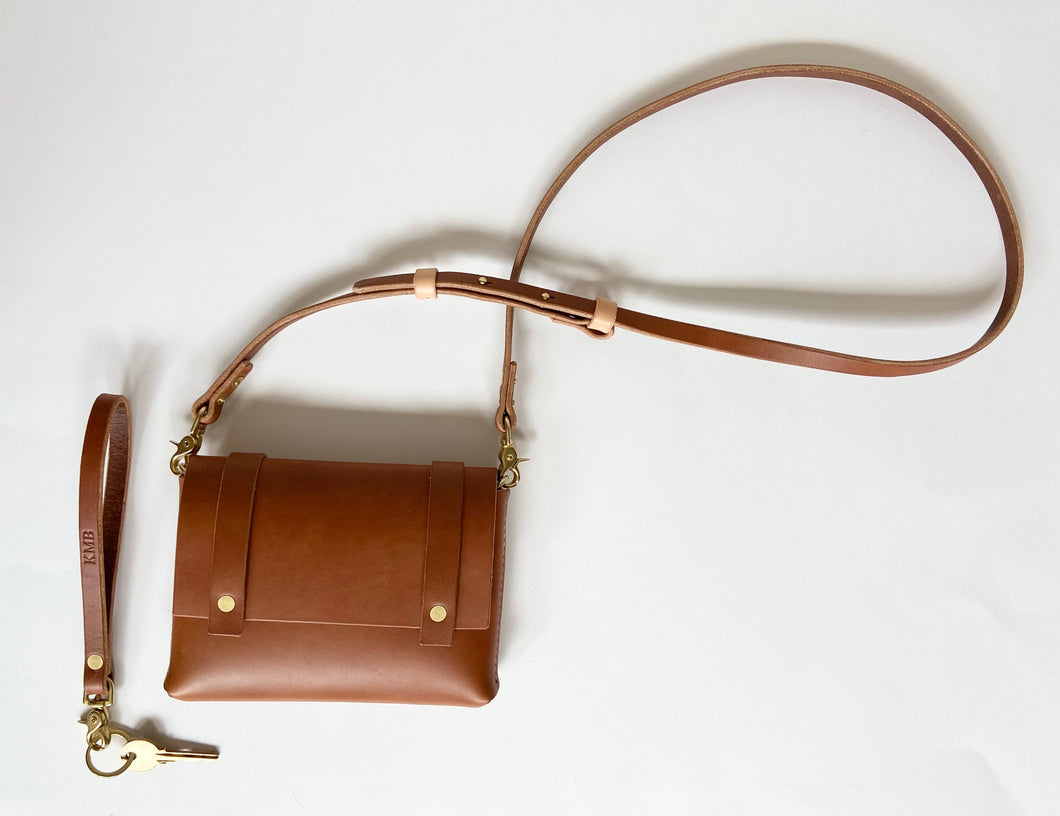 Mini Clutch in Cognac Vegetable Tanned Leather